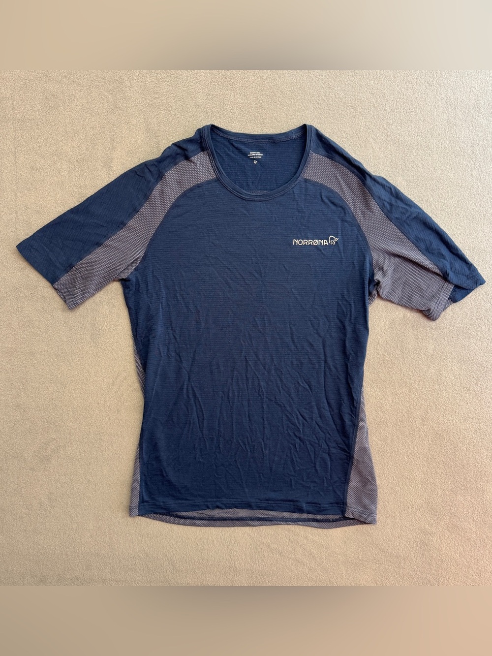 Norrona T Shirt Medium Men's Merino Wool Short Sleeve Base Layer Outdoor Blue